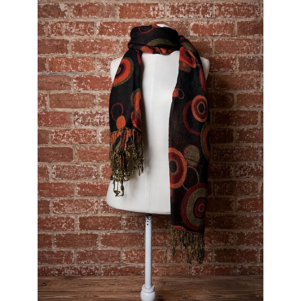 Pashmina Silk Blend Scarf Fringe Layering Autumn Fall Boho MCM Retro Layering